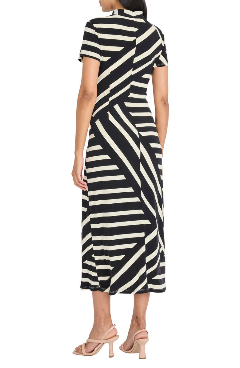 DONNA MORGAN FOR MAGGY Mock Neck Midi Dress, Alternate, color, Black/ Cream