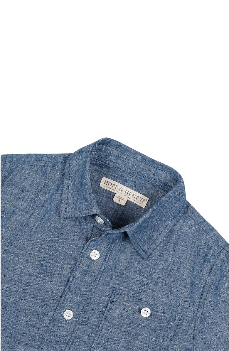 Hope & Henry Boys' Organic Short Sleeve Chambray Shirt, Kids, Alternate, color,