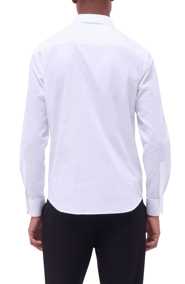 Bugatchi Julian Shaped Fit Stretch Cotton Button-Up Shirt, Alternate, color, White