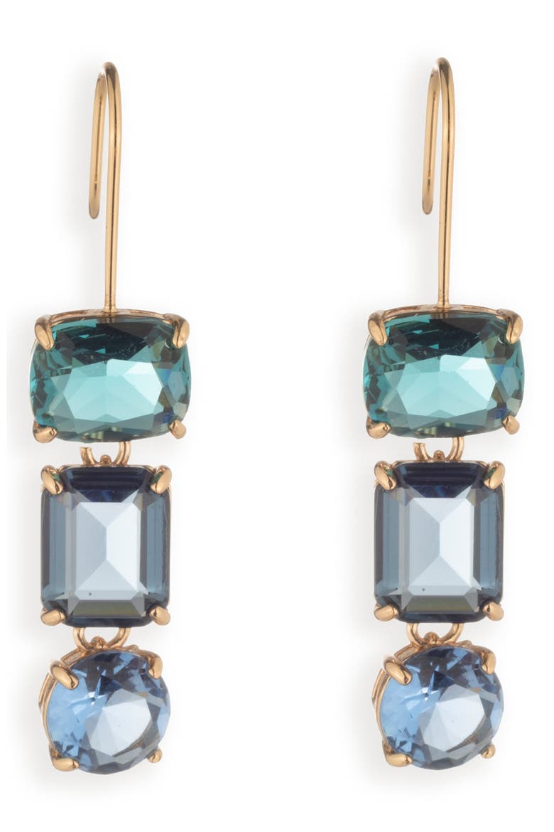 Triple Stone Drop Earrings, Main, color, BLUE