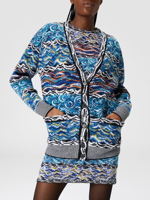 Missoni Buttoned Cardigan Multicolor Blue Tones In Clear