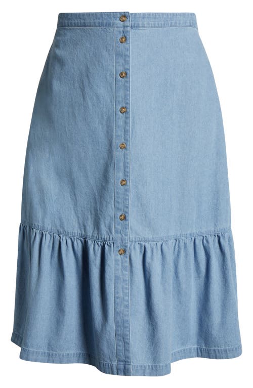 Jones New York Flounce Hem Chambray Midi Skirt