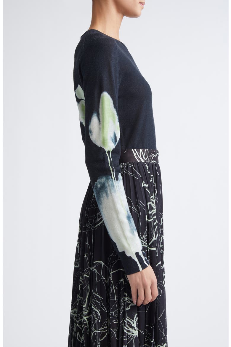 Watercolor Floral Merino Wool Sweater, Alternate, color, NORI MULTI