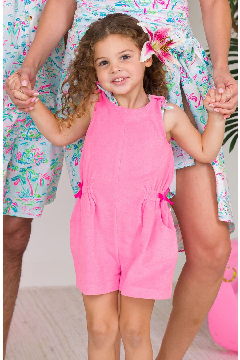 Kids' Neon Magenta Cover-Up Romper, Alternate, color, PINK