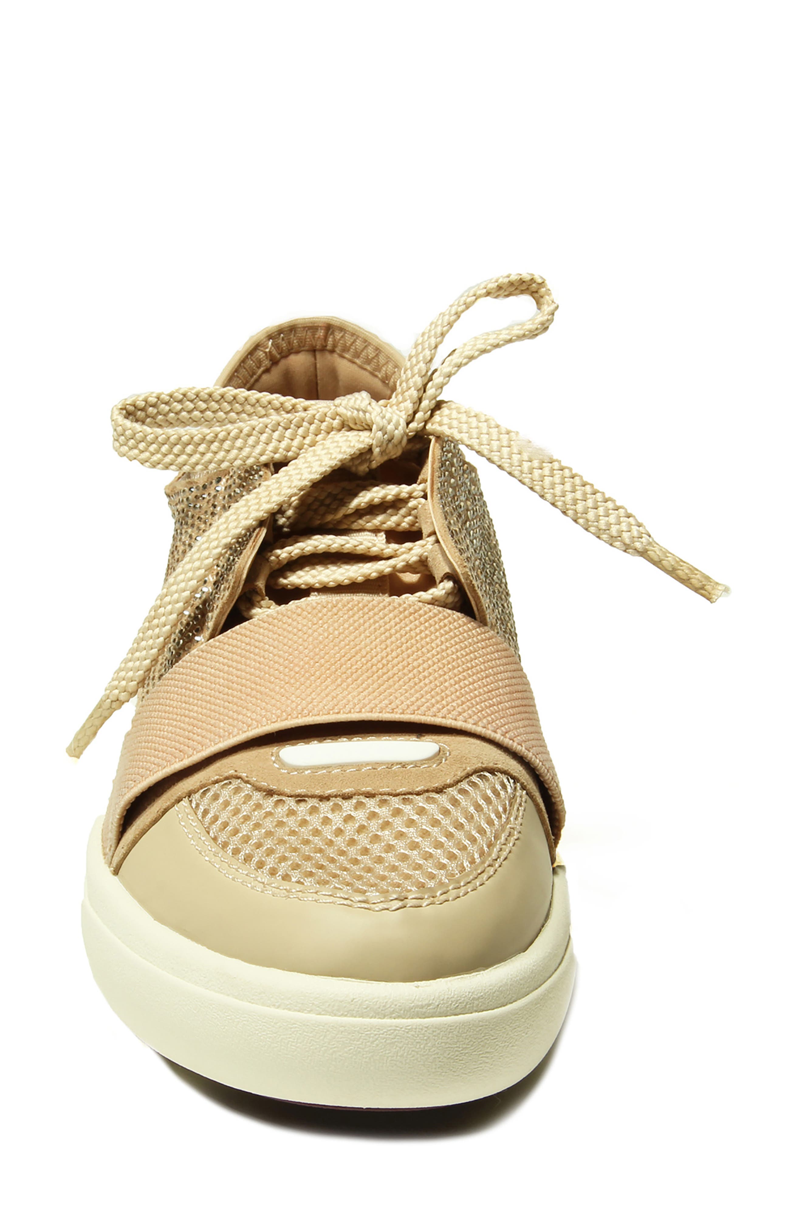Onella Lace-Up Sneaker, Alternate, color, BEIGE SUEDE