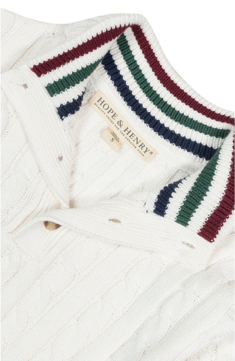 Hope & Henry Baby Boys' Organic Mock Neck Cable Sweater, Infant, Alternate, color, Soft White Cable Tipping
