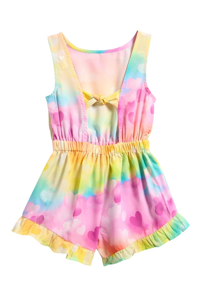 Kids' Colorful Heart Print Romper, Alternate, color, PINK MULTI