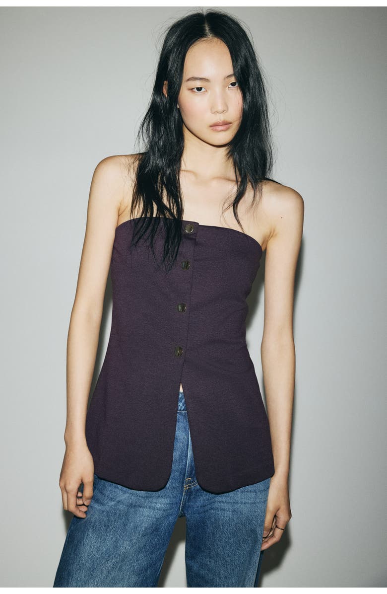 H&M Ponte Di Roma Bandeau Waistcoat, Alternate, color, Dark Plum Purple