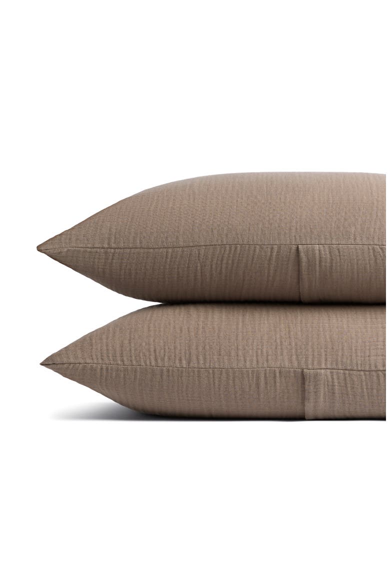 Set of 2 Cloud Organic Cotton Gauze Shams, Alternate, color, WARM GREY