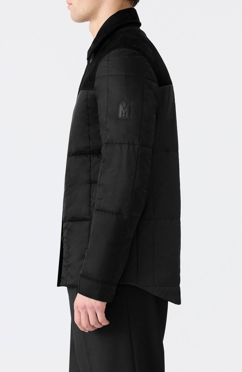 Mackage Henrick Mixed Media Insulated Water Resistant Shirt Jacket, Alternate, color, Black