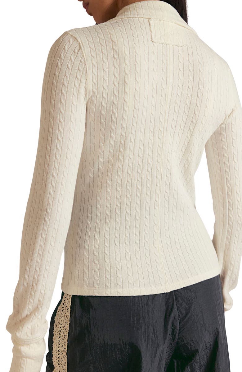 Free People Brunch GIrl Zip Cardigan, Alternate, color, Clean Ivory