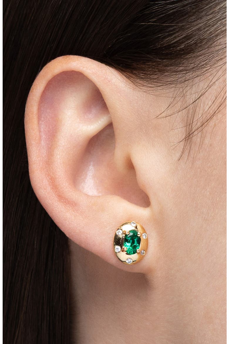 Aurum Oval Cut Emerald Stud Earrings, Alternate, color, EMERALD