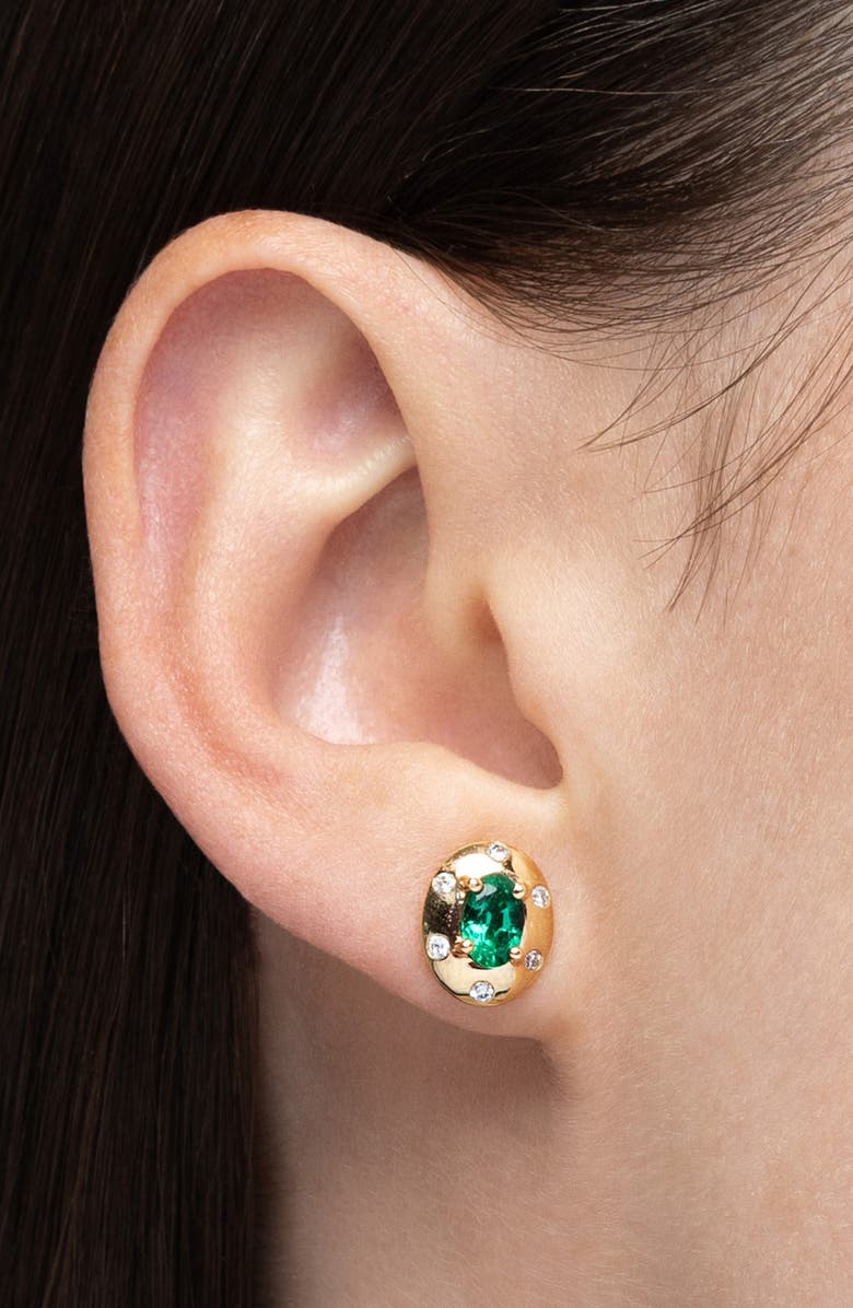 Mark Henry Aurum Oval Cut Emerald Stud Earrings, Alternate, color, Emerald