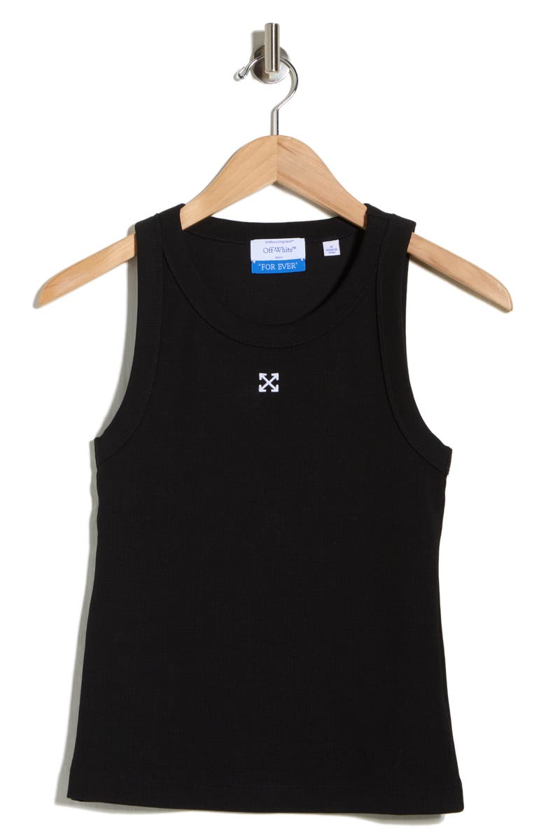 Off-White Fitted Ribbed Crop Tank, Main, color, Black Night