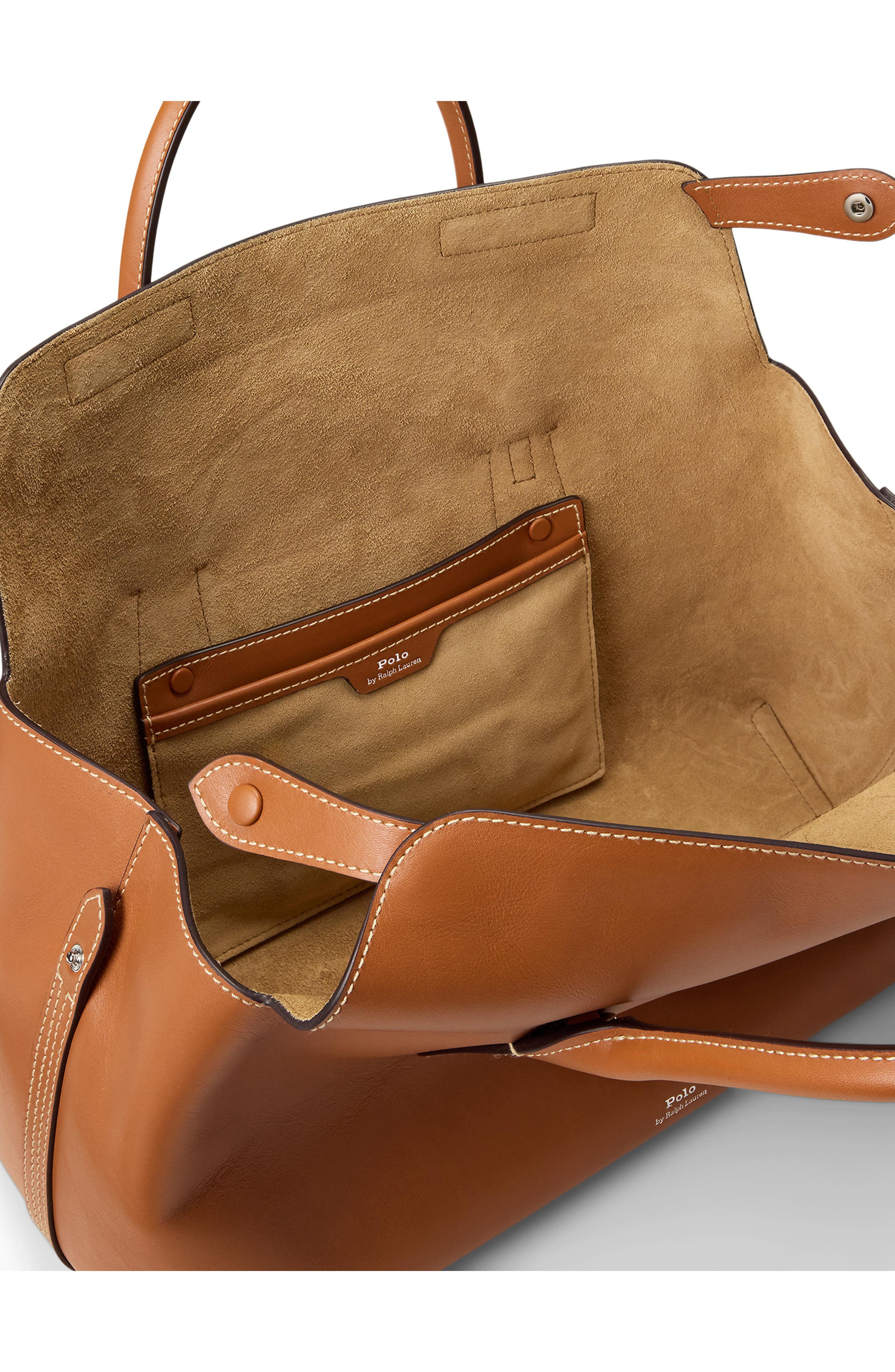 Polo Ralph Lauren Bellport Leather Satchel, Alternate, color, Cognac