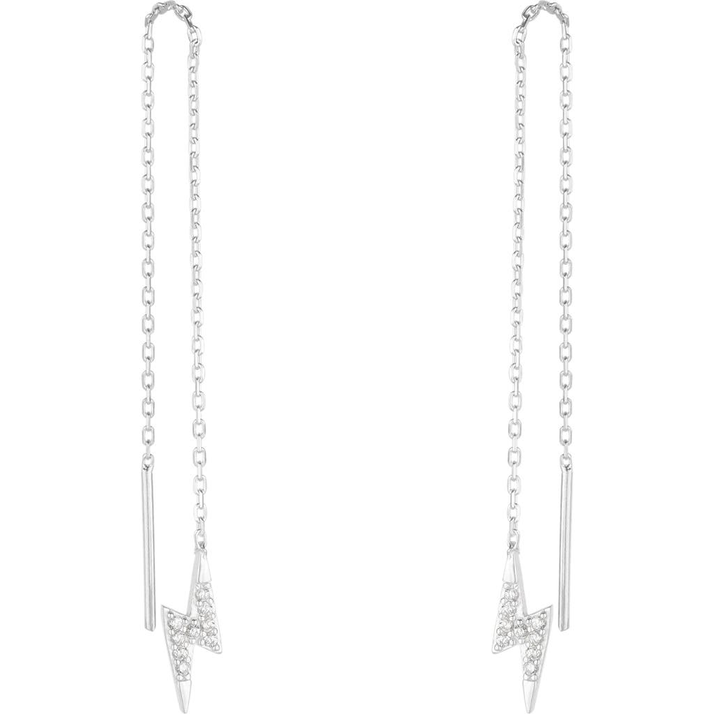 Spero London Lightning Bolt Sterling Silver Chain Drop Earrings In Metallic
