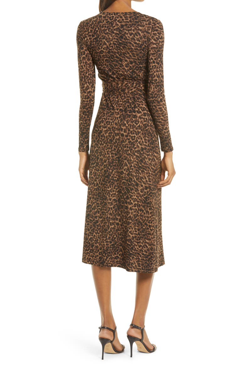 Daynight Leopard Print Long Sleeve Wrap Dress, Alternate, color, SEPIA LEOPARD002
