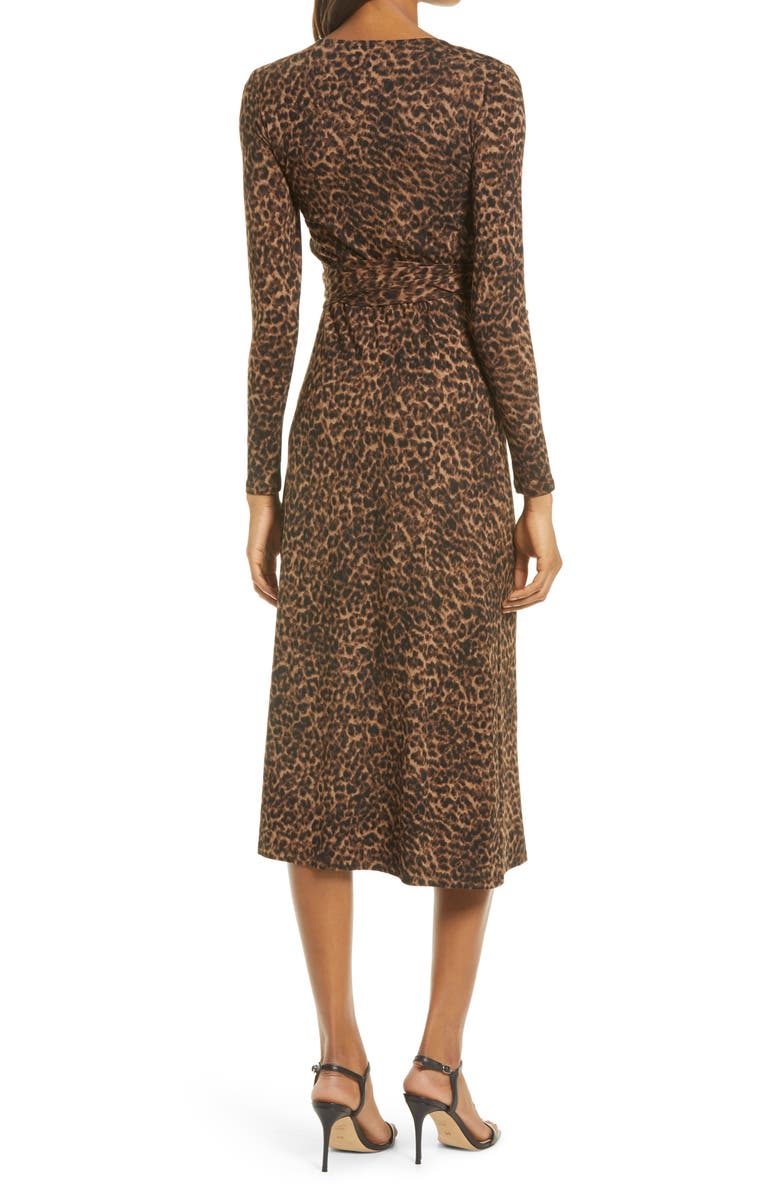 Good American Daynight Leopard Print Long Sleeve Wrap Dress, Alternate, color, 