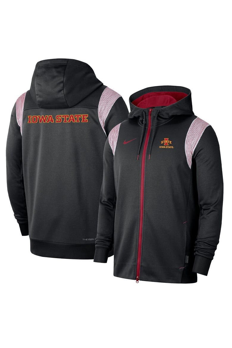 Men's Nike Black Iowa State Cyclones Sideline Performance Full-Zip Hoodie, Main, color, Black