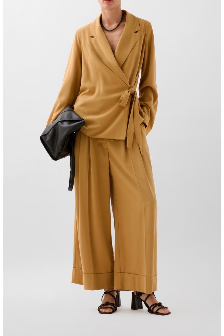 Tencel Belt Blazer, Alternate, color, Beige