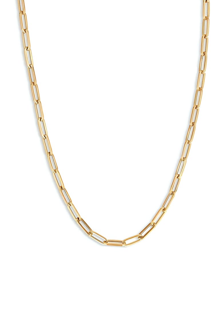 Mini Link Paper Clip Chain Necklace, Main, color, GOLD