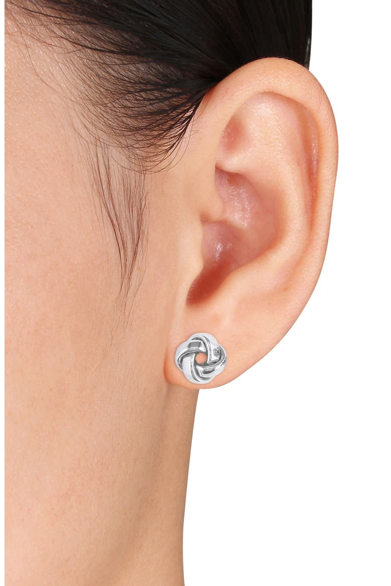 Love Knot Stud Earrings, Alternate, color, WHITE GOLD