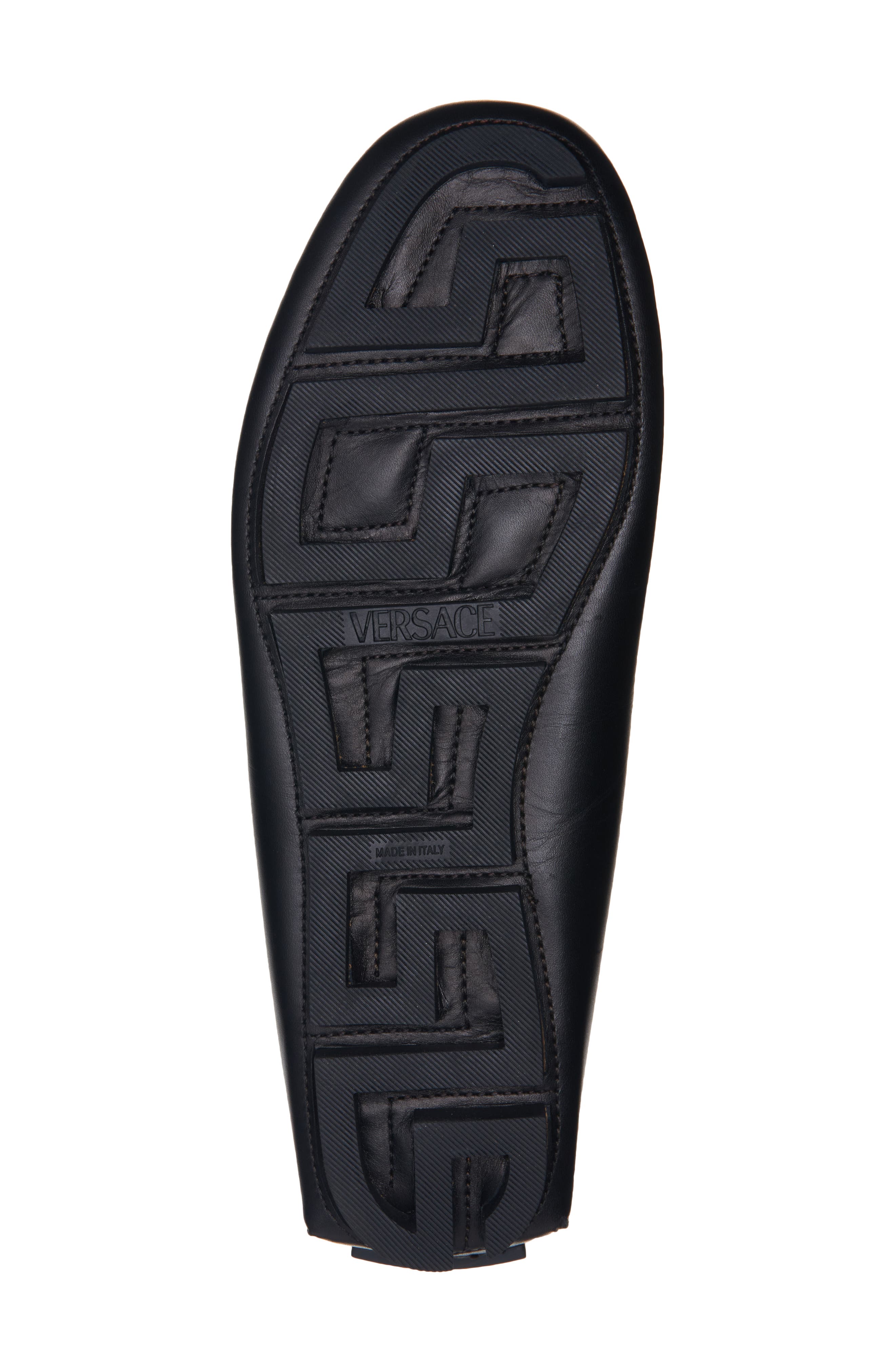 Medusa Head Driving Shoe, Alternate, color, BLACK VERSACE GOLD