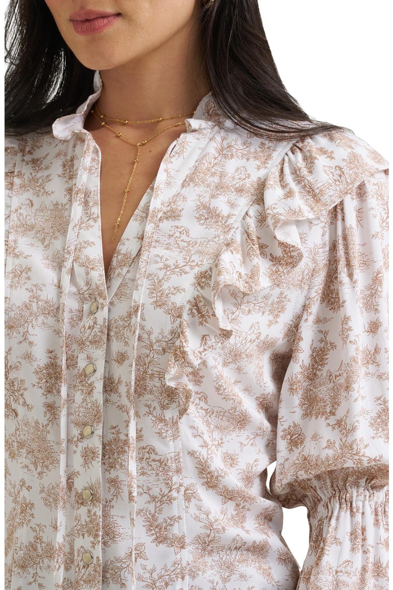 Folk Floral Ruffle Western Shirt, Alternate, color, FOLK FLORAL