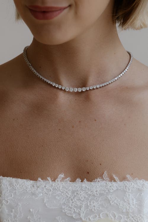 Untamed Petals High Society Tennis Necklace In Metallic