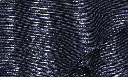 Shop Sl Fashions Tiered Shimmer Metallic Flutter Sleeve Dress In Navy