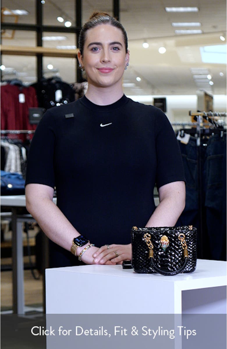 Mini Square Kensington Croc Embossed Leather Top Handle Bag, sales video thumbnail