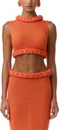 Naked Wardrobe Rib Knit Braid Trim Crop Top