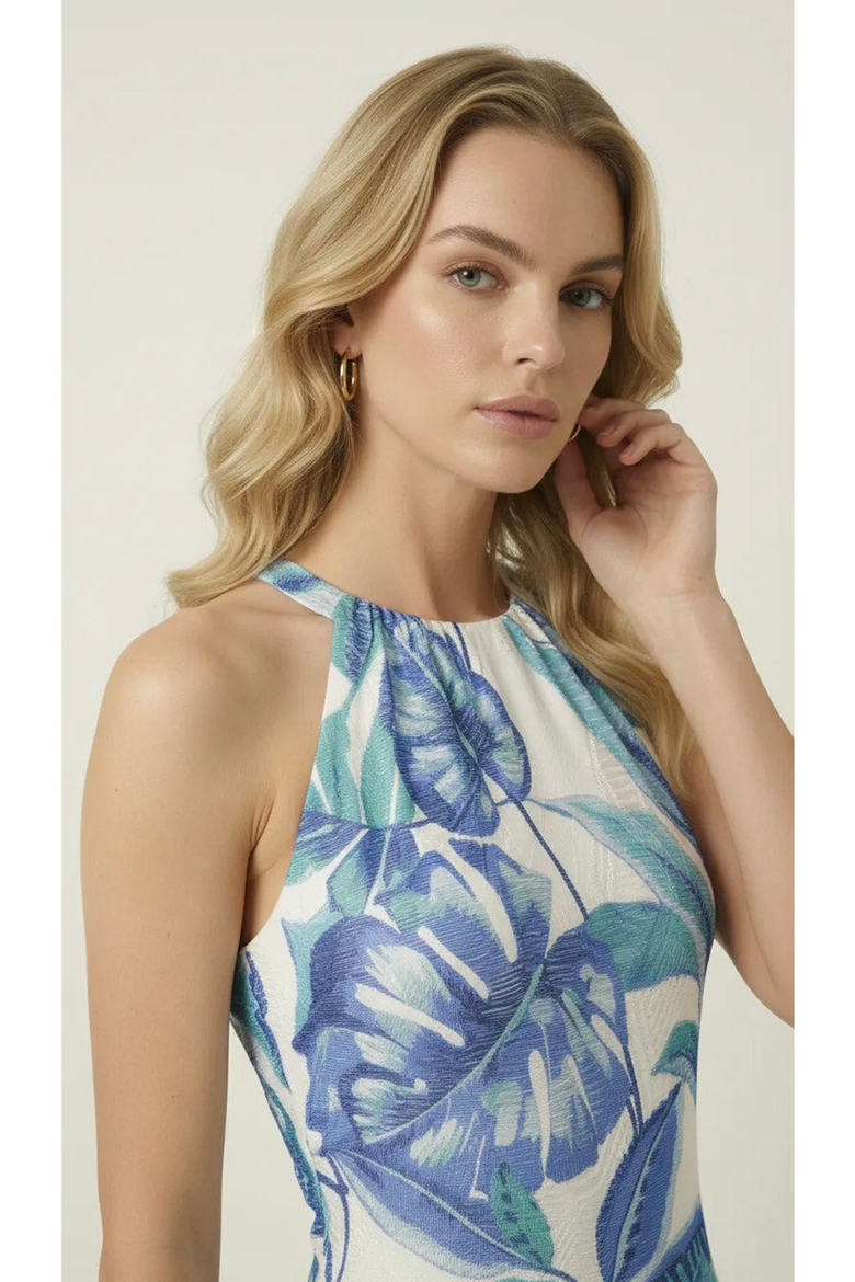 Tropical Print Halter Neck Maxi Dress, Alternate, color, Tropical Print