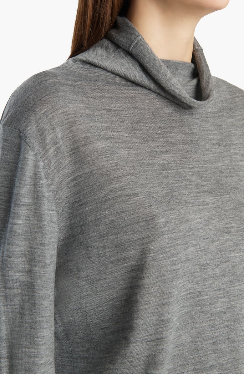 Khaite Annette Merino Wool Blend Funnel Neck Sweater, Alternate, color, Sterling