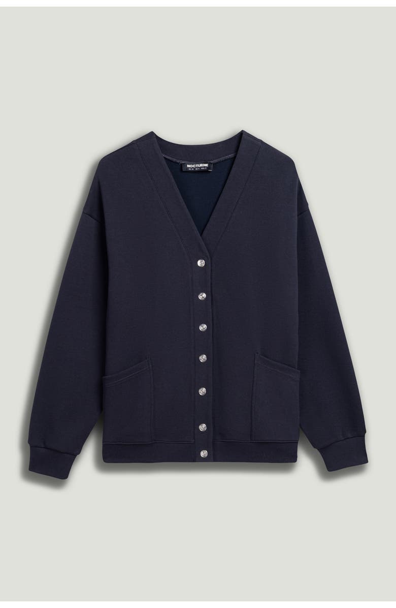 Nocturne Button-Up Fleece Sweatshirt, Alternate, color, Navy Blue