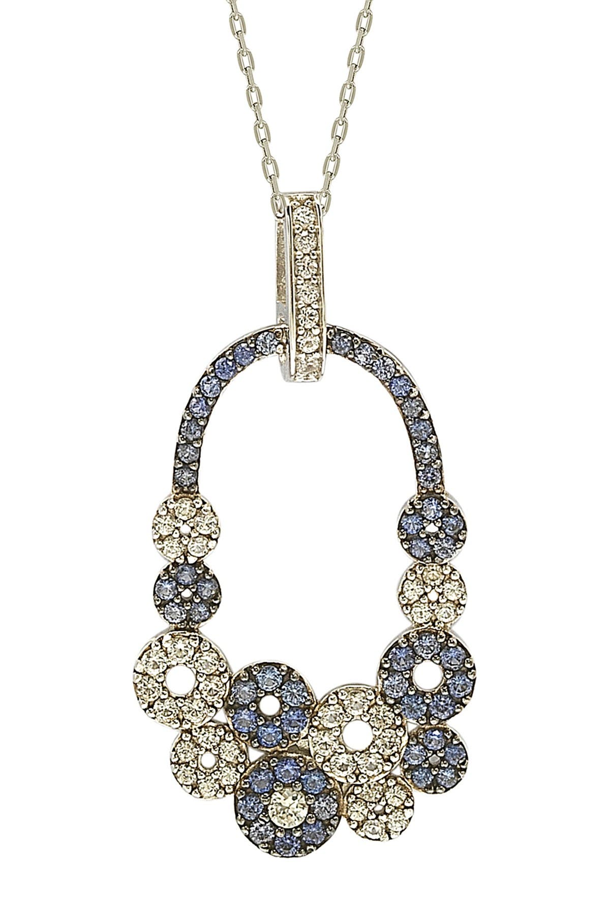 SUZY LEVIAN Blue Sapphire, Created White Sapphire, & Brown Diamond Pendant Necklace - 0.02ct.