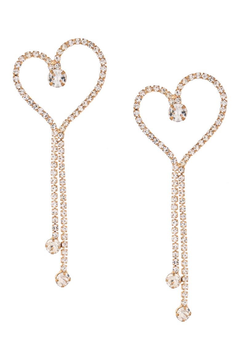 Crystal Heart Drop Earrings, Main, color, GOLD