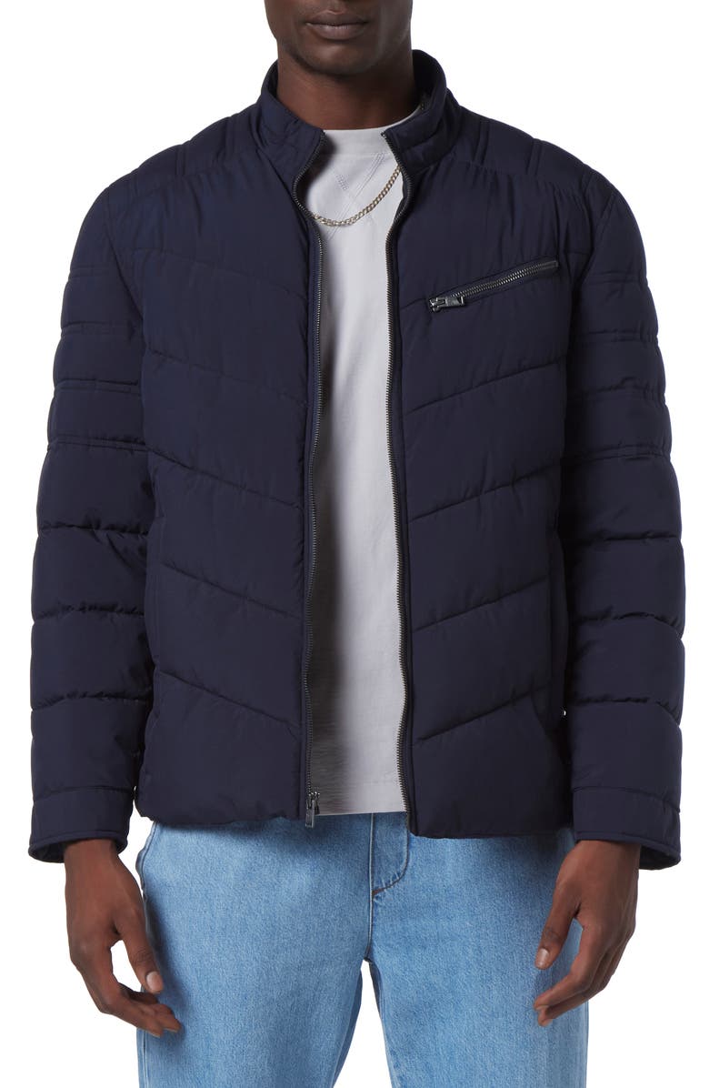 Andrew Marc Winslow Quilted Jacket, Main, color, Navy