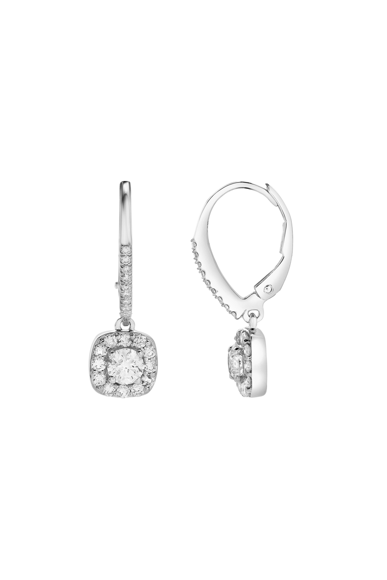 Skye Pave Square Shape Diamond Drop Huggie Hoop Earrings in 14K Gold, Alternate, color, 14K White Gold