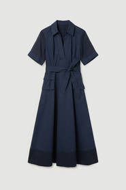 Karen Millen Utility Short Sleeve Organdie Midi Dress