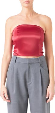Endless Rose Strapless Satin Crop Top