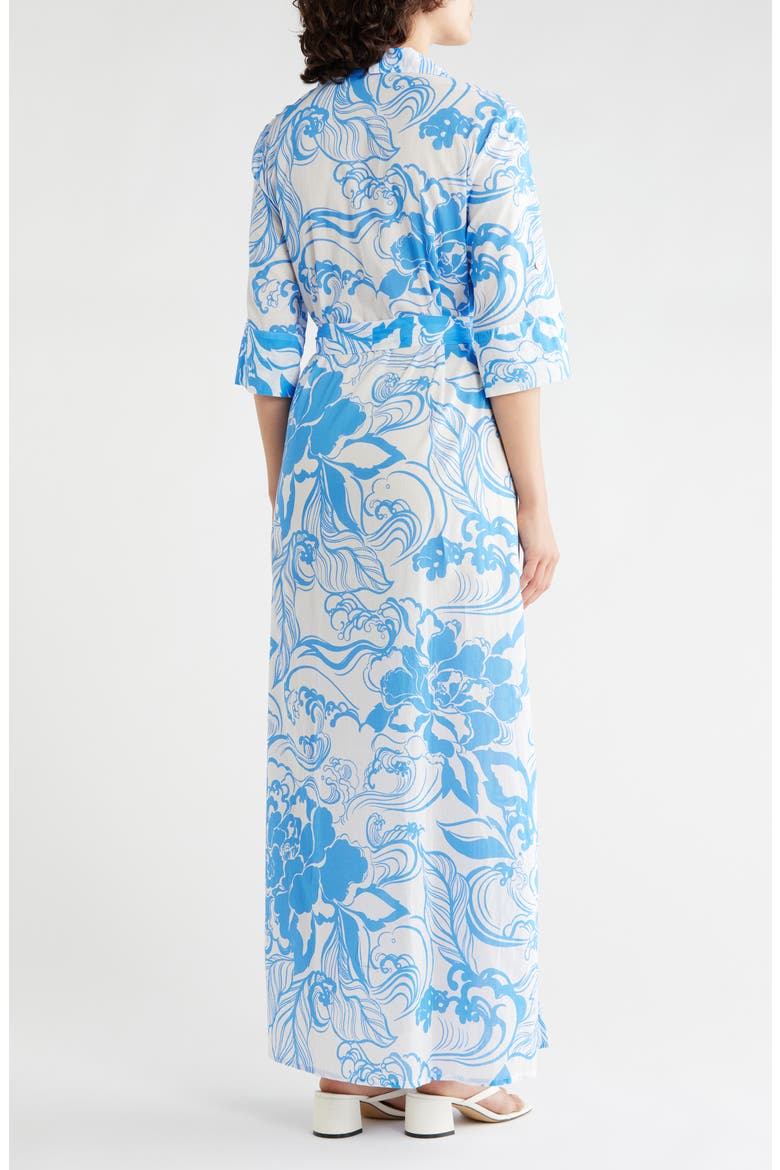A Swell Time Sanna Tie Waist Shirtdress, Alternate, color, WHITE/ BLUE