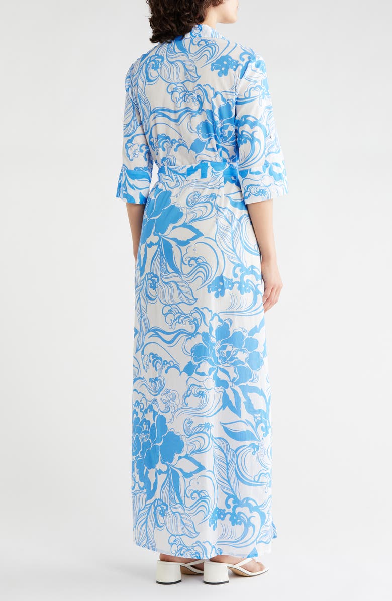 Tori Richard A Swell Time Sanna Tie Waist Shirtdress, Alternate, color, White/ Blue