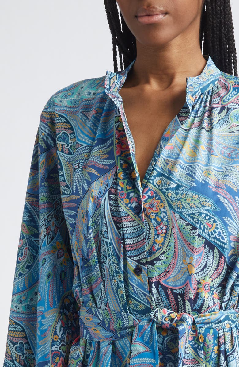 Etro Paisley Long Sleeve Maxi Dress, Alternate, color, Print On Blue Base
