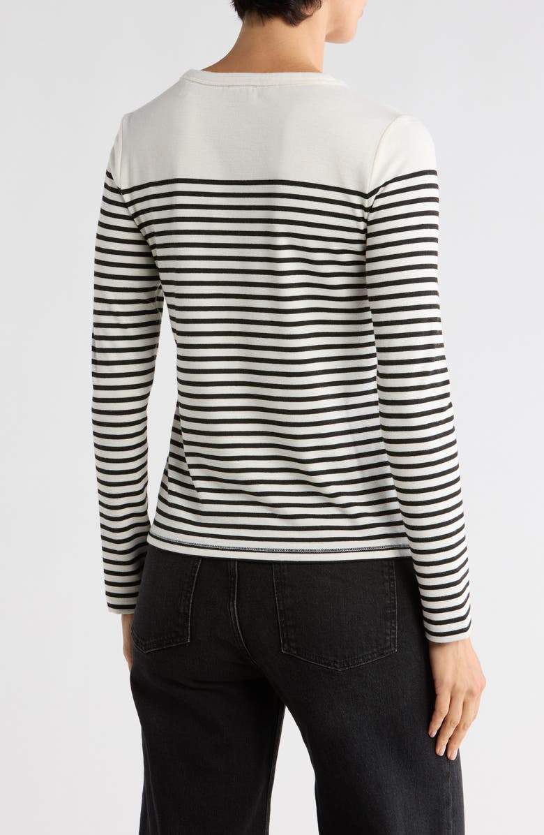 ELIE ELIE TAHARI Stripe Long Sleeve Knit Top, Alternate, color, Black/ Ivory
