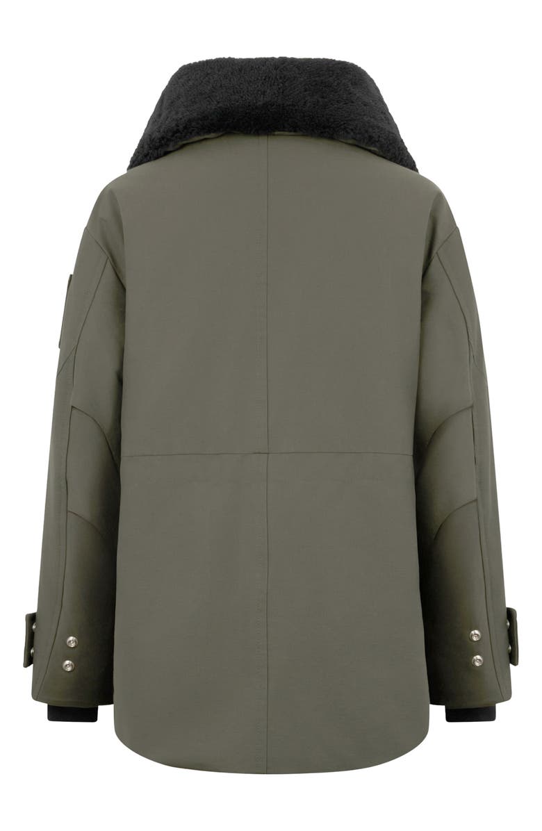 Moose Knuckles Aurora Water Repellent Genuine Shearling Lined 800 Fill Power Down Jacket, Alternate, color, Dark Olive W/ Black Shearling