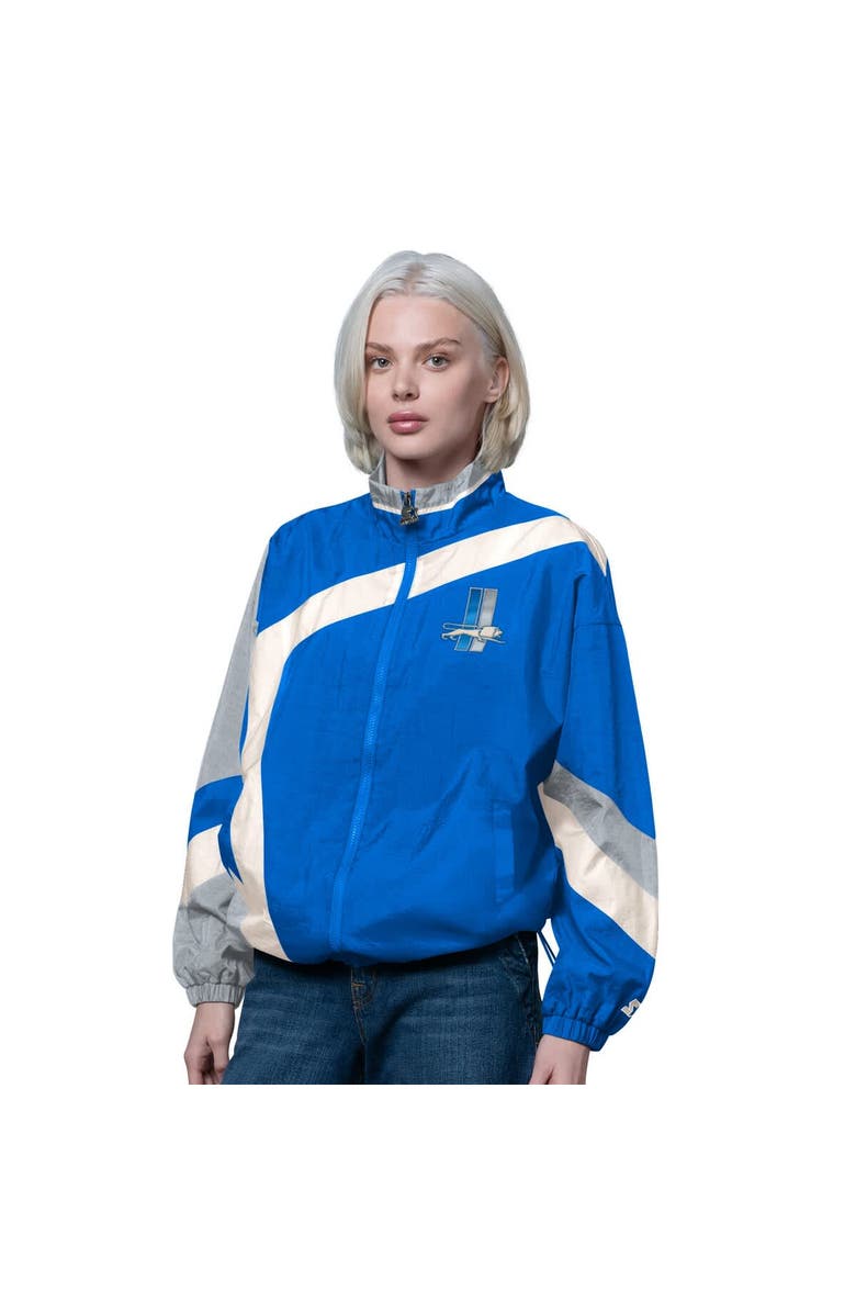 STARTER Women
s Starter Blue/Silver Detroit Lions Vintage 1st Quarter Full-Zip Windbreaker, Main, color, Blue