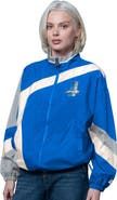 STARTER Women's Starter Blue/Silver Detroit Lions Vintage 1st Quarter Full-Zip Windbreaker