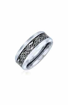 BLING JEWELRY Men's Celtic Dragon Titanium Band Ring