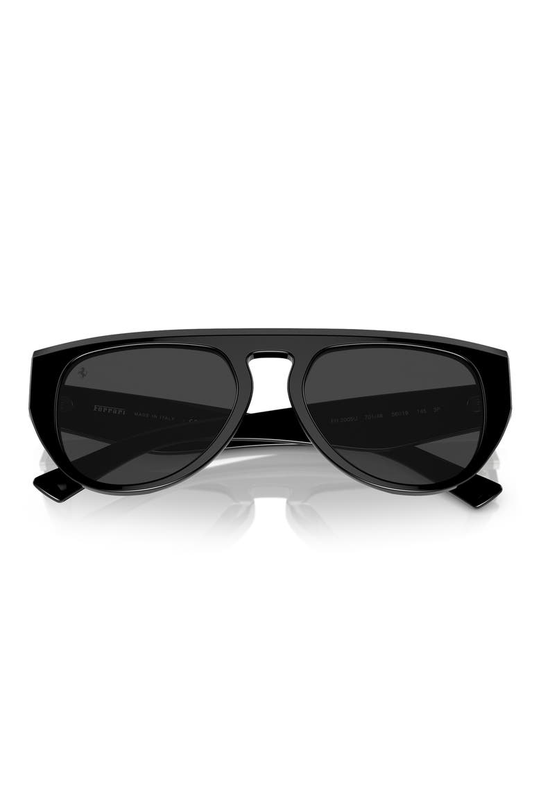 56mm Polarized Pilot Sunglasses, Alternate, color, BLACK / POLAR BLACK MIRROR
